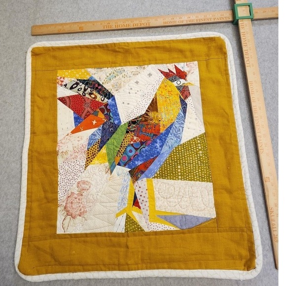 Handmade Quilted Rooster Wall Hanging Mini Quilt Patchwork Farmhouse Kitchen